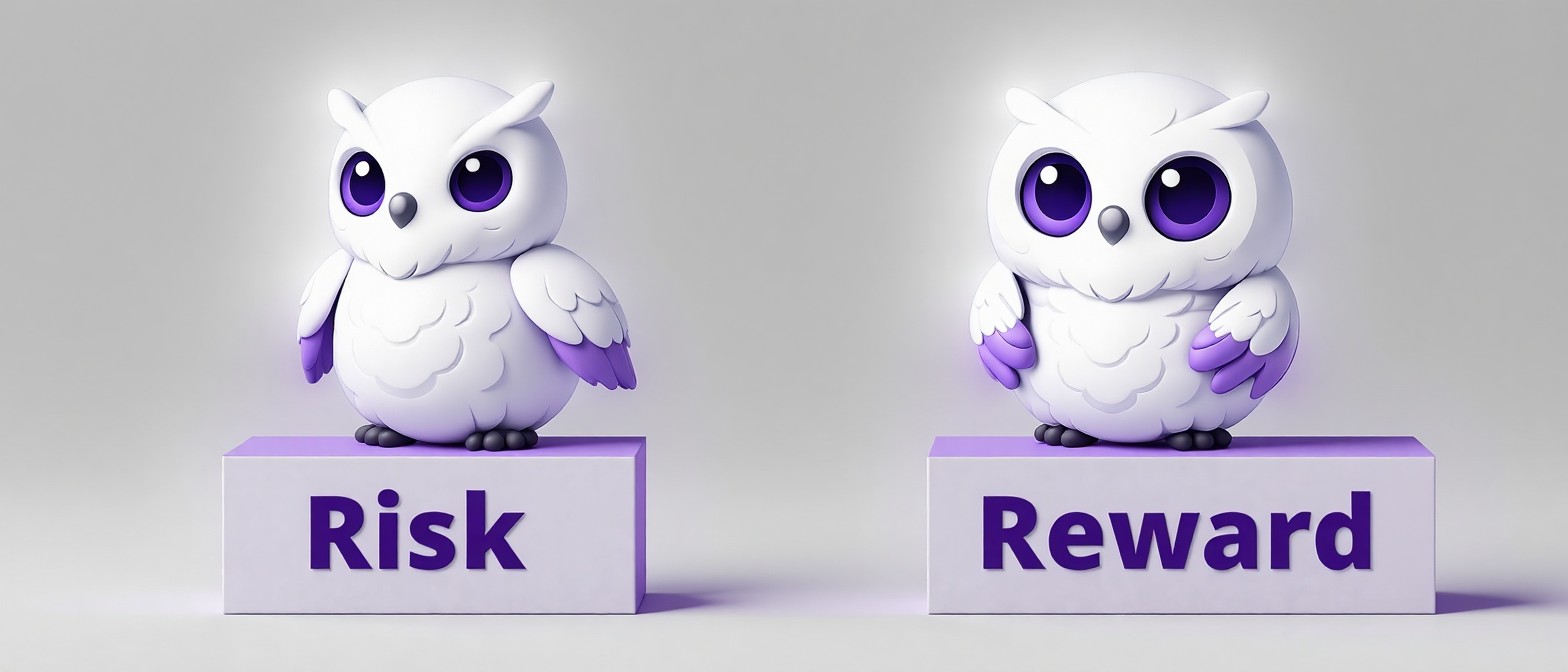 Минималистичная сцена оценки рисков через баланс блоков