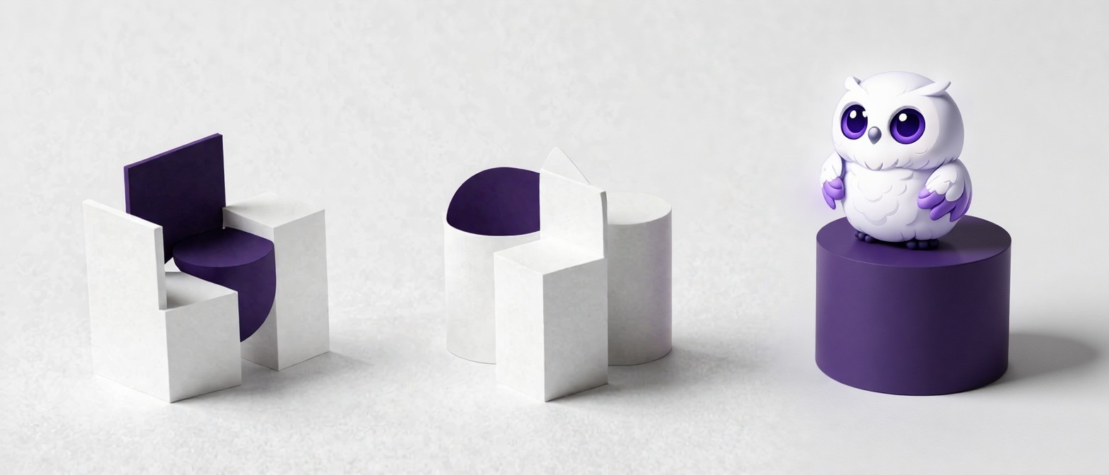 Минималистичная сцена с тремя разными типами объектов как модели дохода