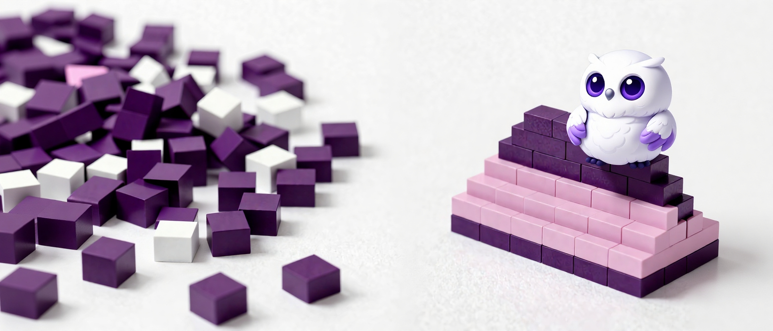 Два набора блоков: хаос против структурированной системы